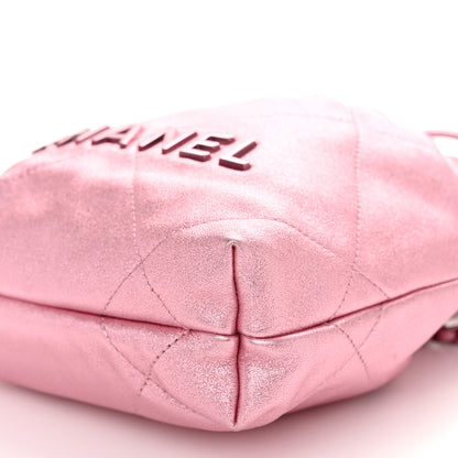Chanel Metallic Lambskin Lacquered Monochrome Quilted Mini Chanel 22 Pink 10 of 11