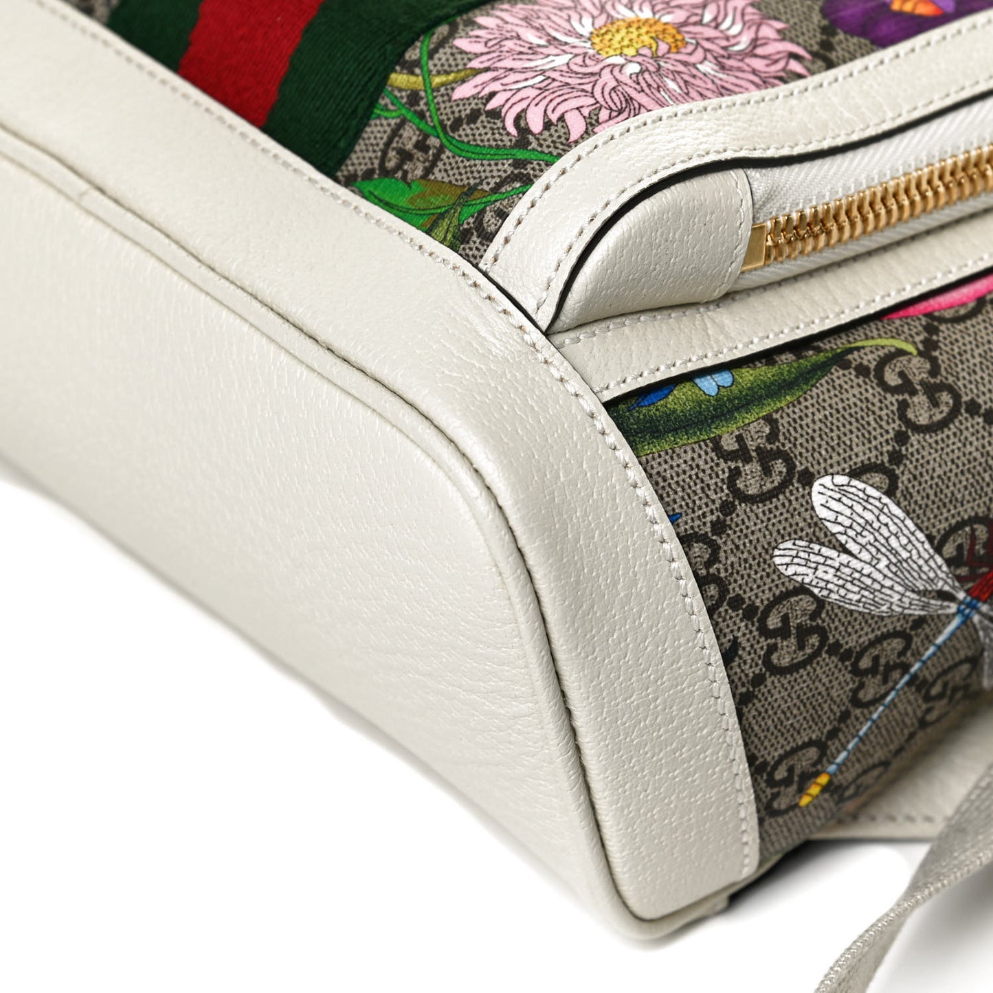 GG Supreme Monogram Flora Web Small Ophidia Day Backpack White