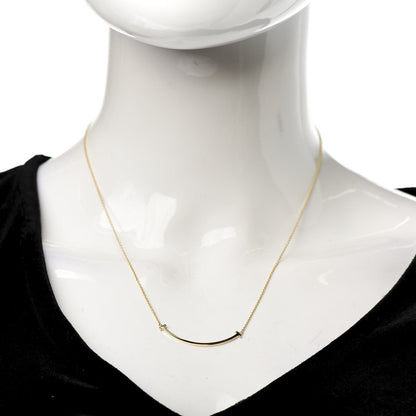 Tiffany 18K Yellow Gold Small T Smile Pendant Necklace 2 of 4