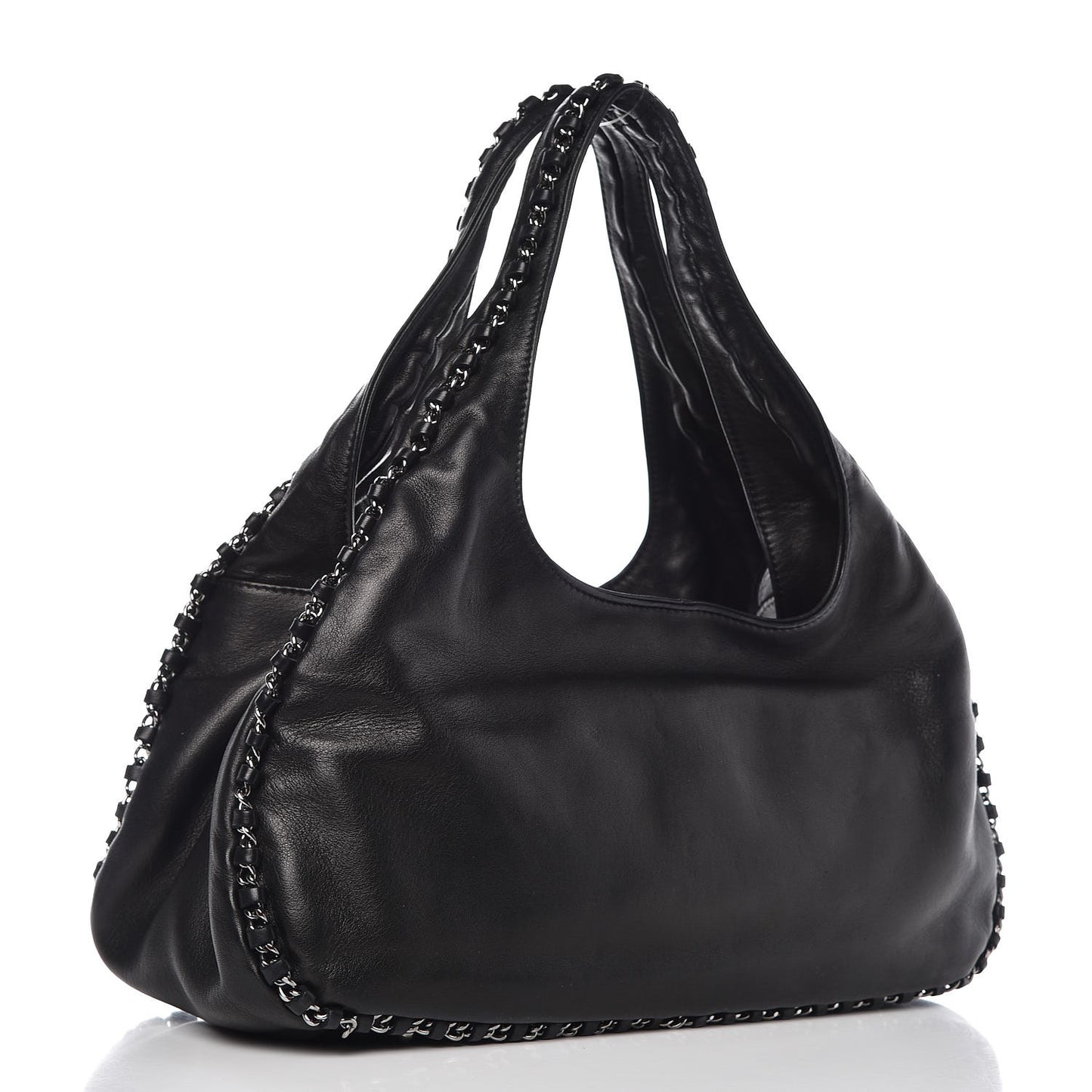 Calfskin Chain Hobo Black