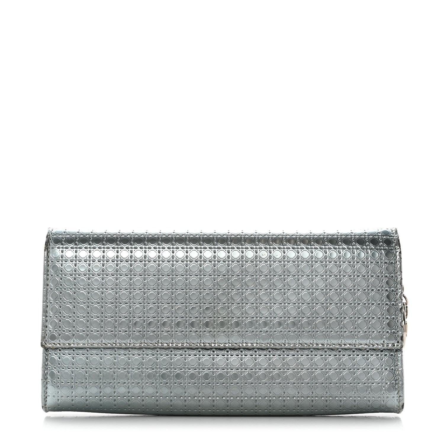 Christian Dior Metallic Calfskin Micro-Cannage Lady Dior Croisiere Chain Wallet Blue 1 of 9