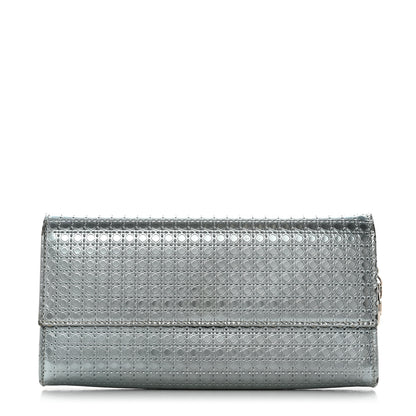 Christian Dior Metallic Calfskin Micro-Cannage Lady Dior Croisiere Chain Wallet Blue 1 of 9