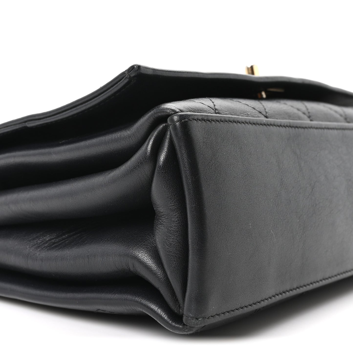 Calfskin Stitched Large Flap Black