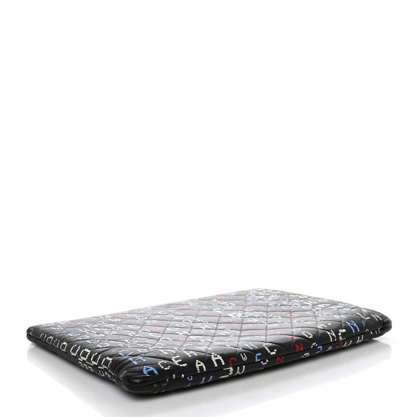 Lambskin Quilted Large Data Center Cosmetic Case Black