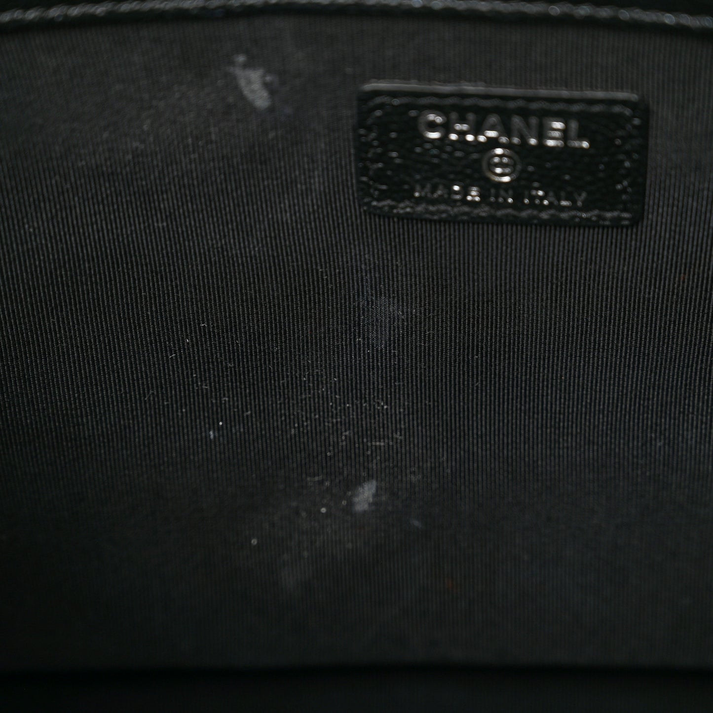 Iridescent Caviar Quilted Large Cosmetic Case Black