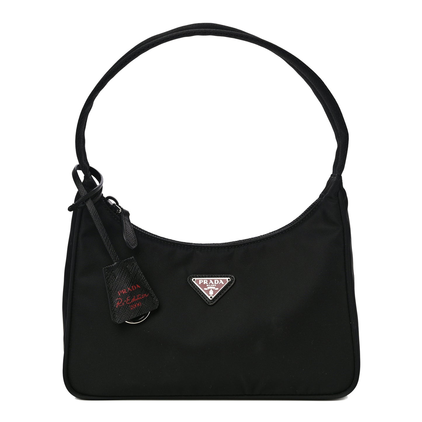Tessuto Nylon Saffiano Lunar New Year Mini Re-Edition 2000 Bag Black Fuoco