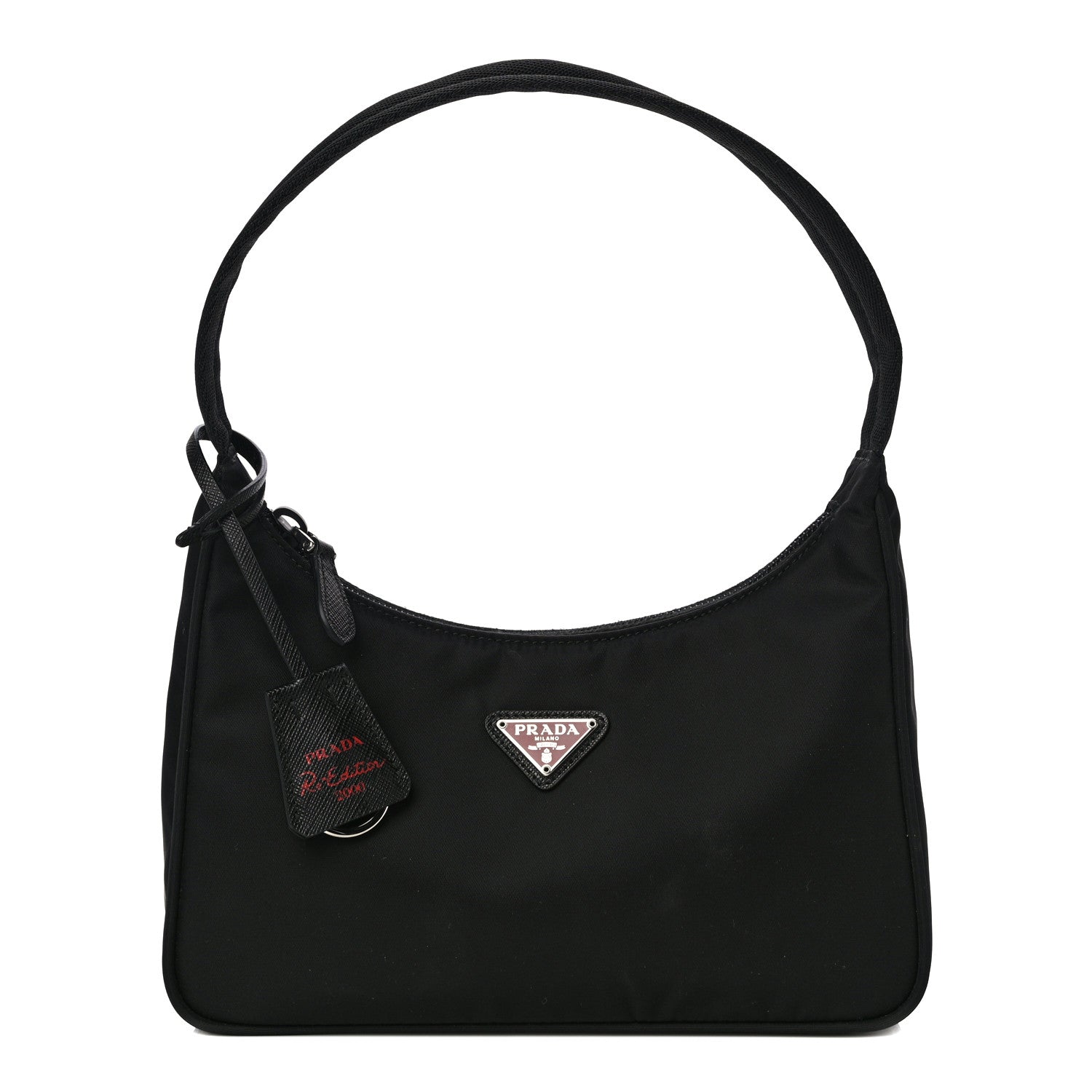 Prada Tessuto Nylon Saffiano Lunar New Year Mini Re-Edition 2000 Bag Black Fuoco 1 of 9