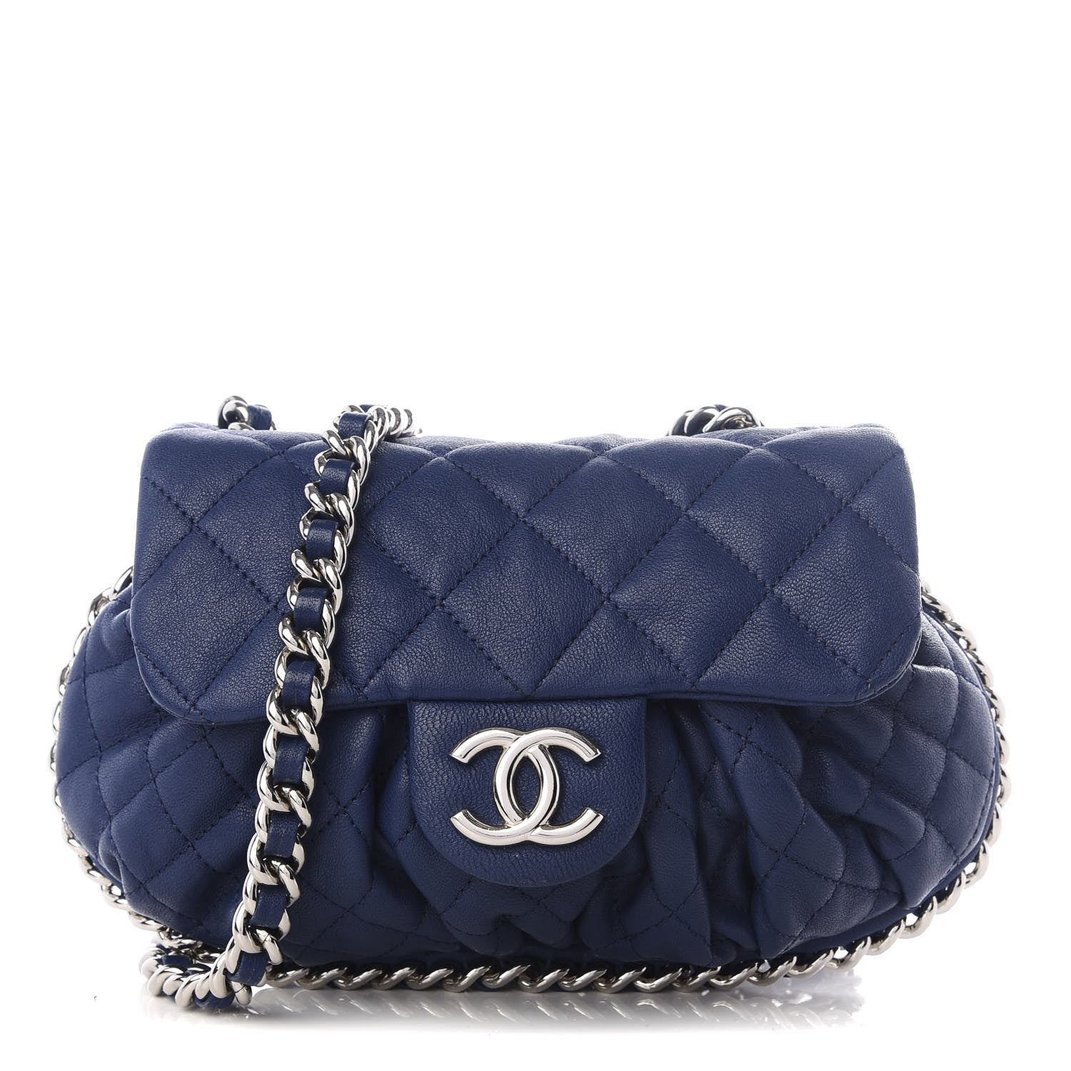 Chanel Washed Lambskin Quilted Mini Chain Around Messenger Blue 1 of 8