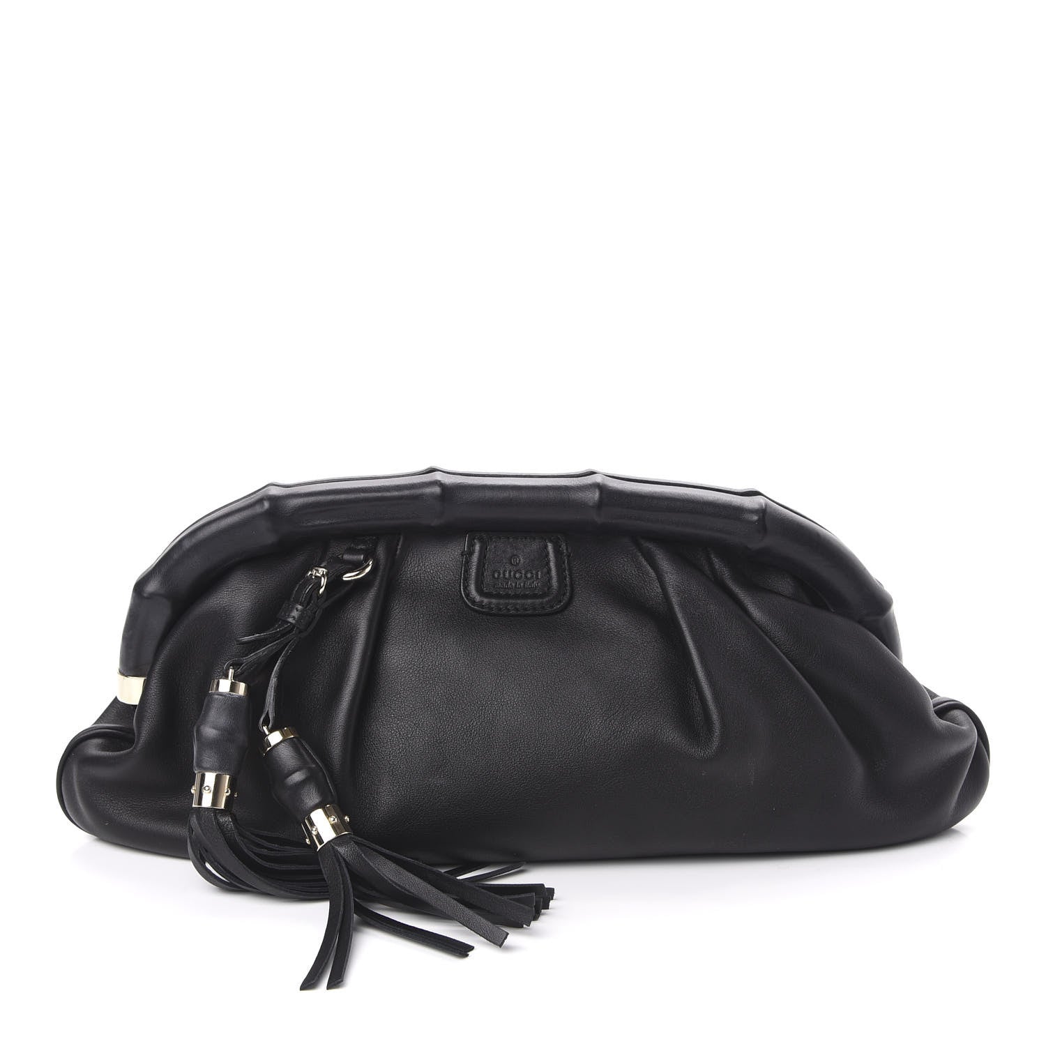 Gucci Calfskin Bamboo Frame Top Tassel Clutch Black 1 of 9