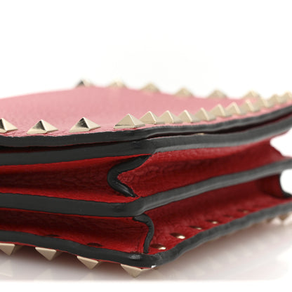 Valentino Garavani Pebbled Calfskin Rockstud Wallet on Chain Rouge Pur 8 of 10