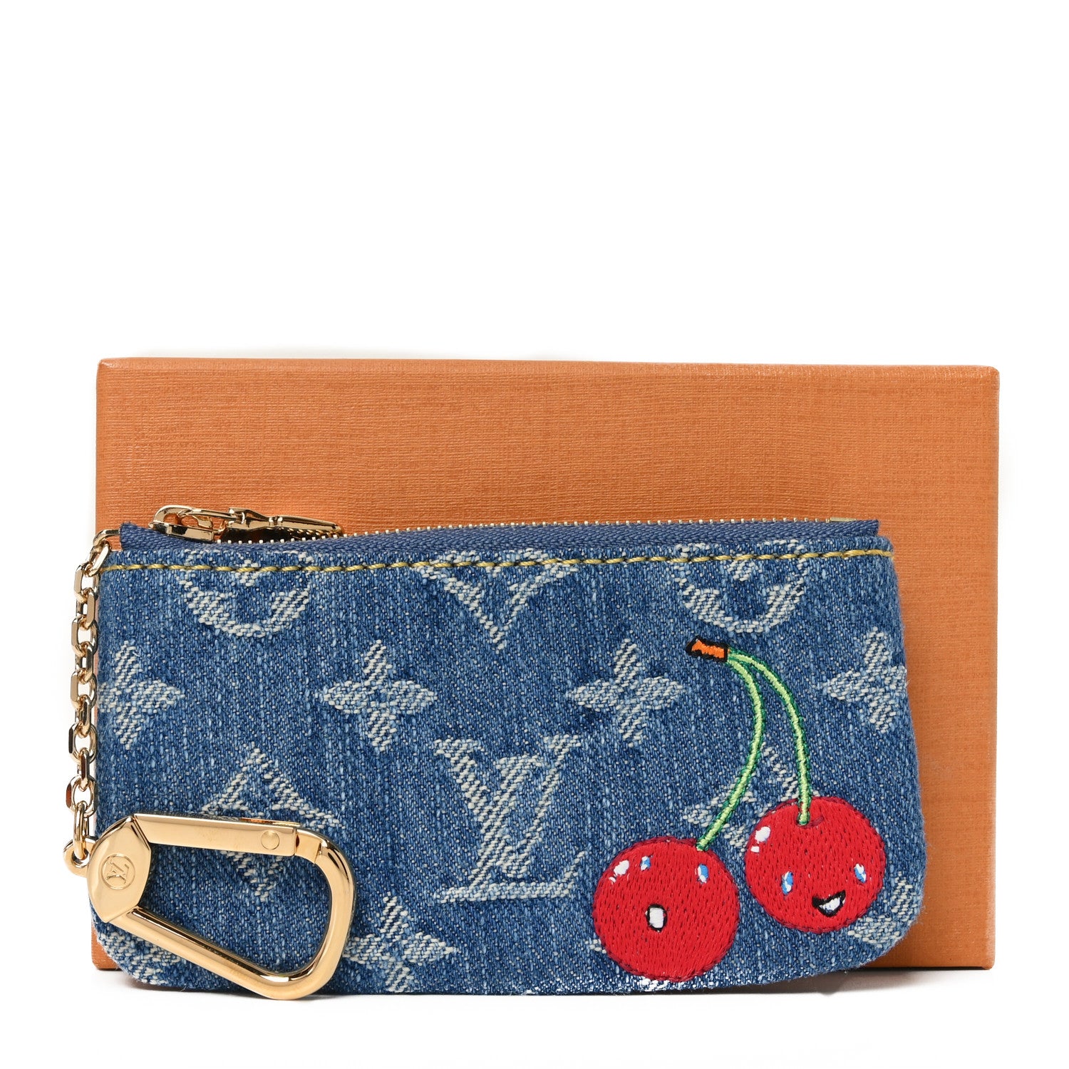 Louis Vuitton LV X TM Monogram Denim Cerises Key Pouch Blue 7 of 7