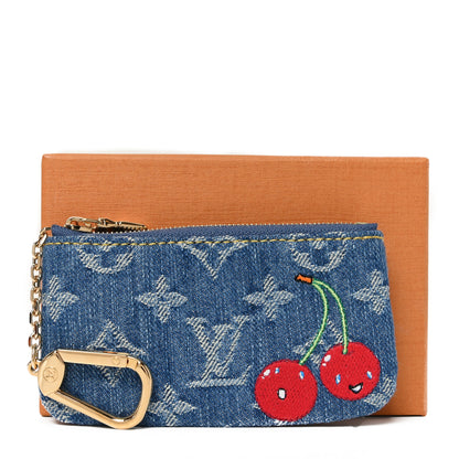 Louis Vuitton LV X TM Monogram Denim Cerises Key Pouch Blue 7 of 7