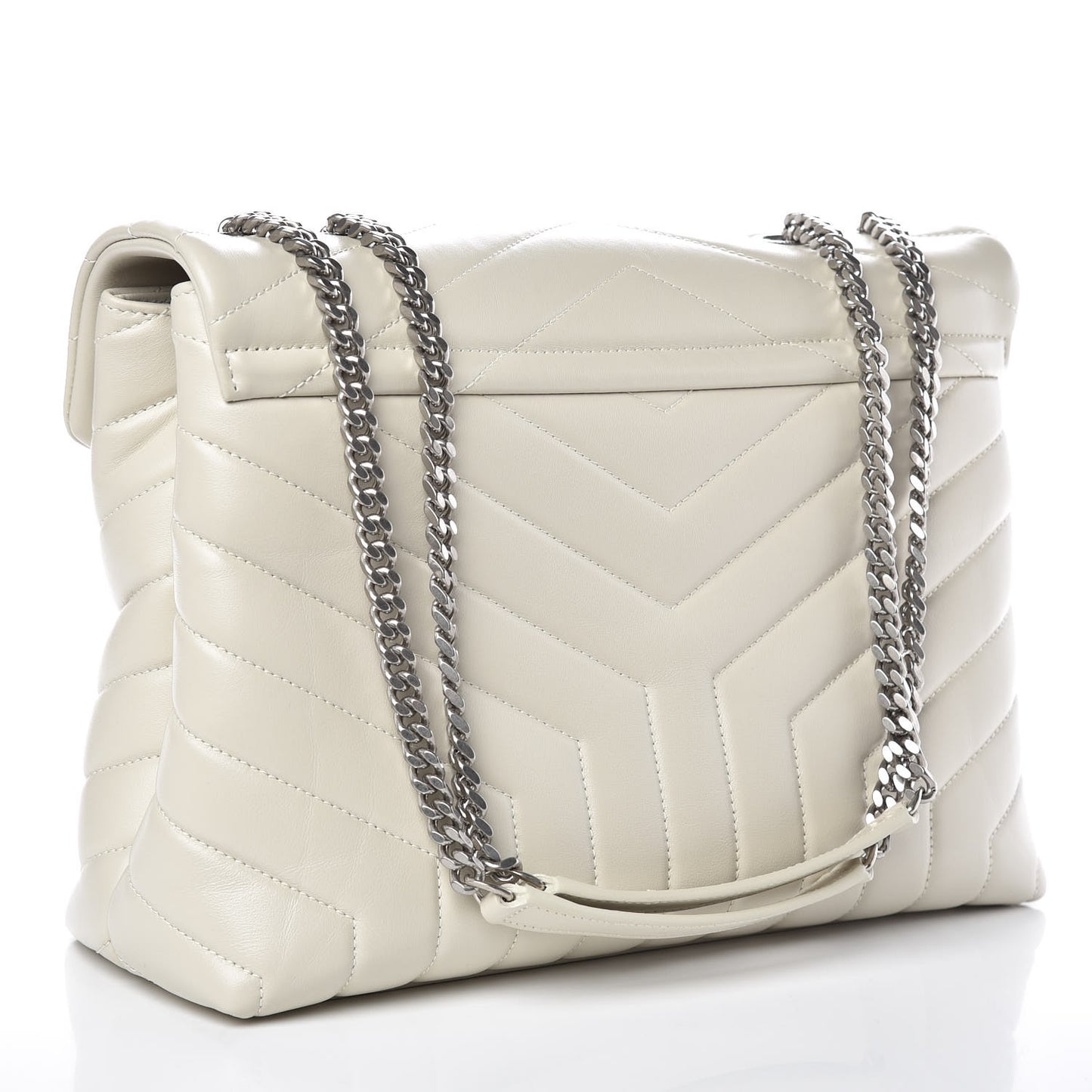 Calfskin Y Quilted Monogram Medium Loulou Chain Satchel Ivory
