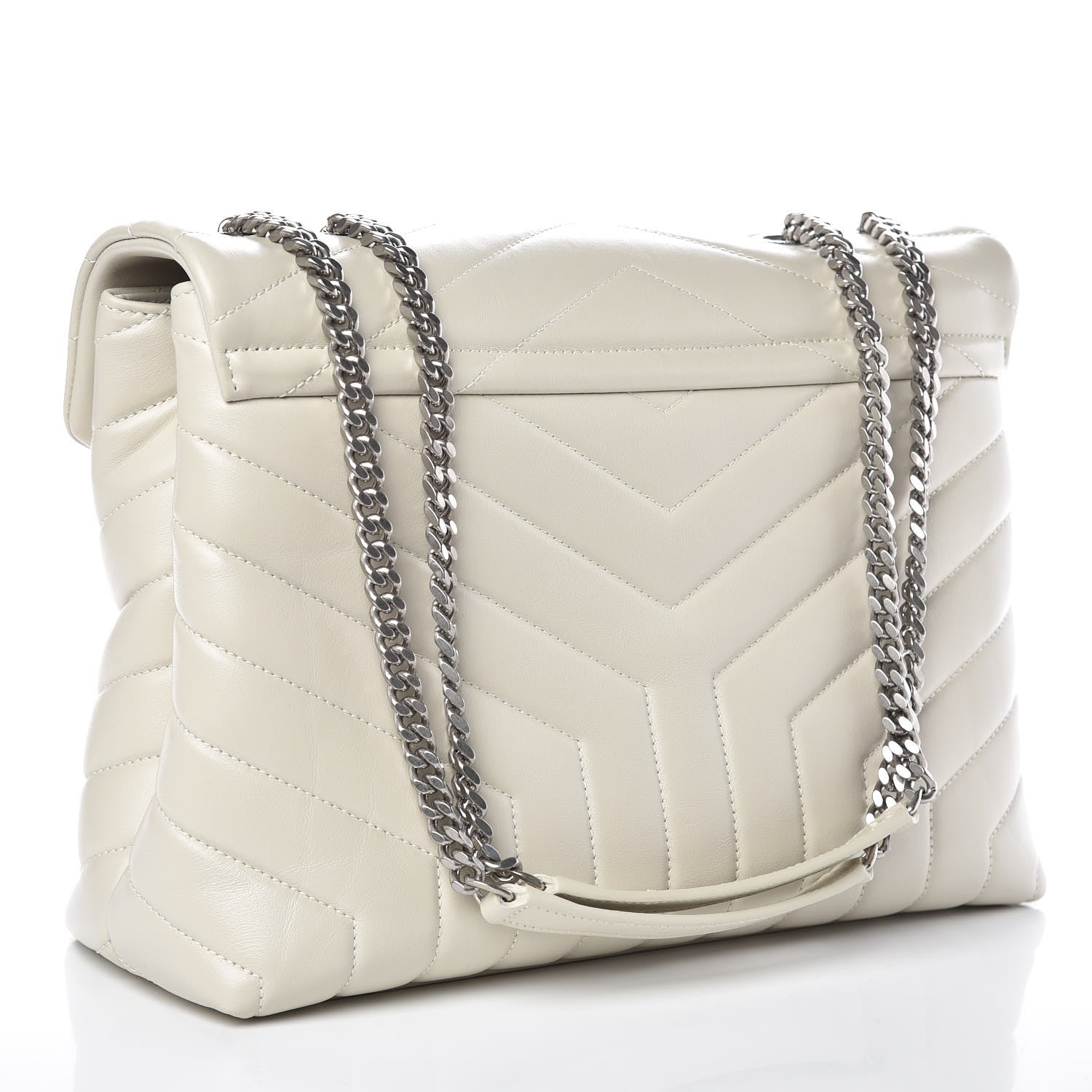 Saint Laurent Calfskin Y Quilted Monogram Medium Loulou Chain Satchel Ivory 3 of 11