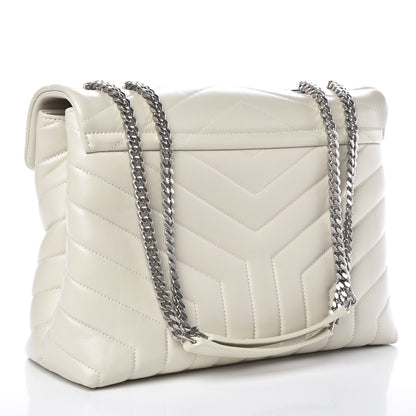 Saint Laurent Calfskin Y Quilted Monogram Medium Loulou Chain Satchel Ivory 3 of 11