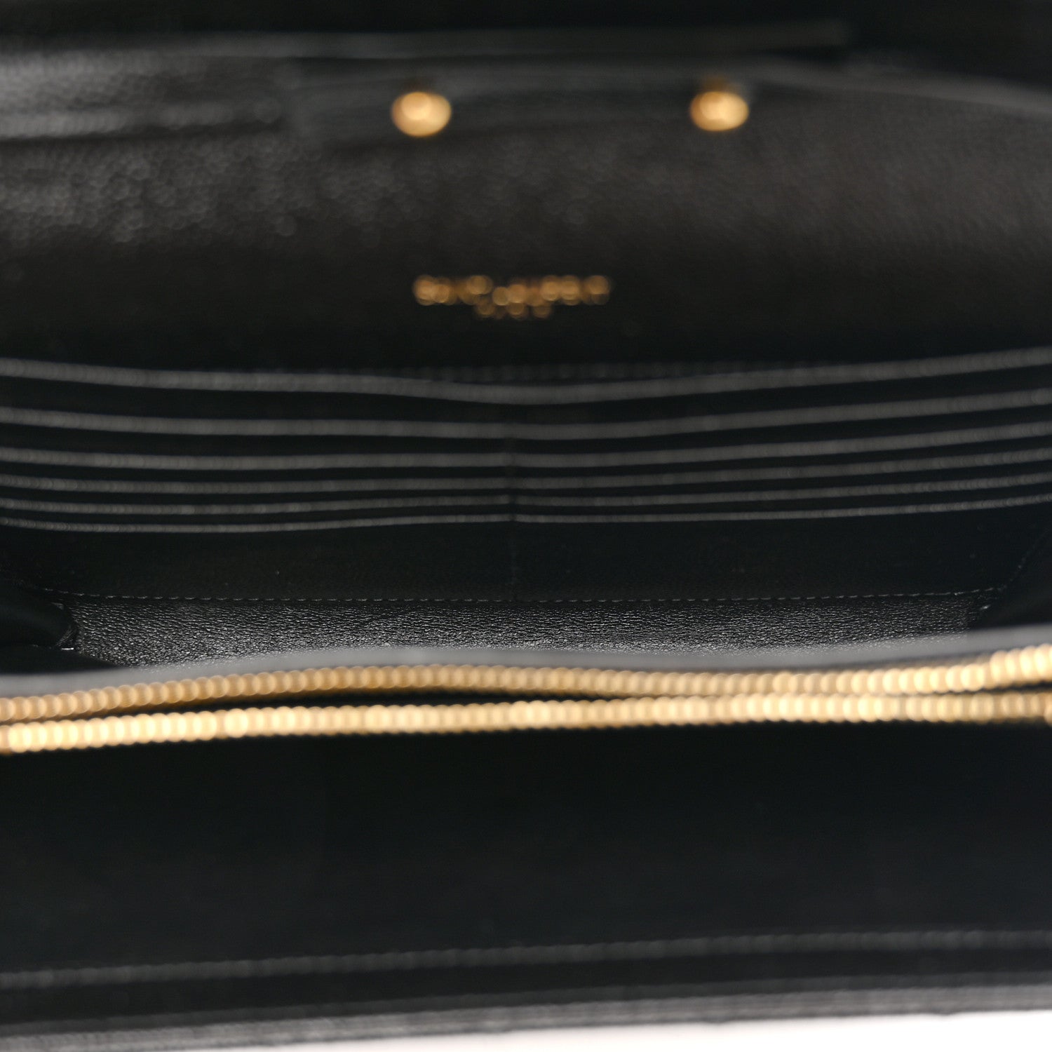 Saint Laurent Grain De Poudre Mixed Matelasse Triquilt Monogram Chain Wallet Black 5 of 9
