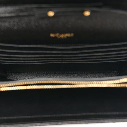 Saint Laurent Grain De Poudre Mixed Matelasse Triquilt Monogram Chain Wallet Black 5 of 9