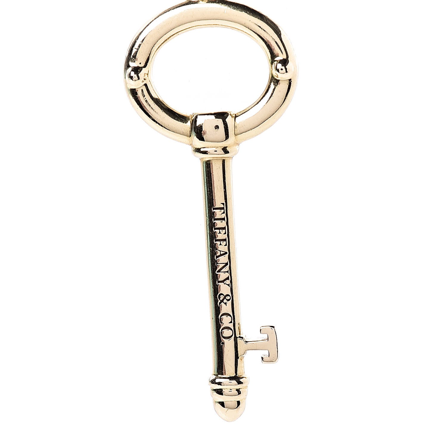 Tiffany 18K Yellow Gold Modern Oval Key Pendant Necklace 5 of 8