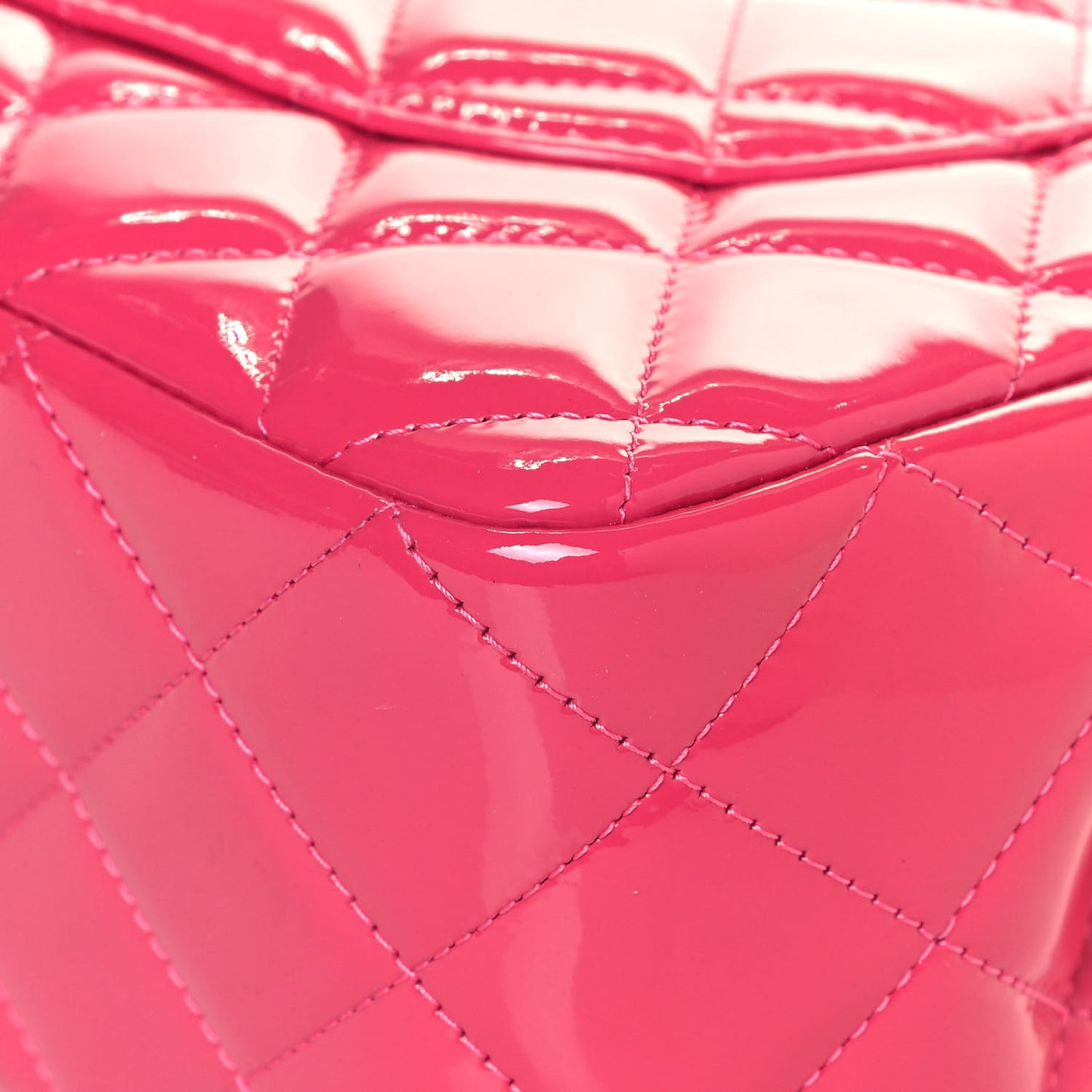 Patent Quilted Jumbo Double Flap Fuchsia