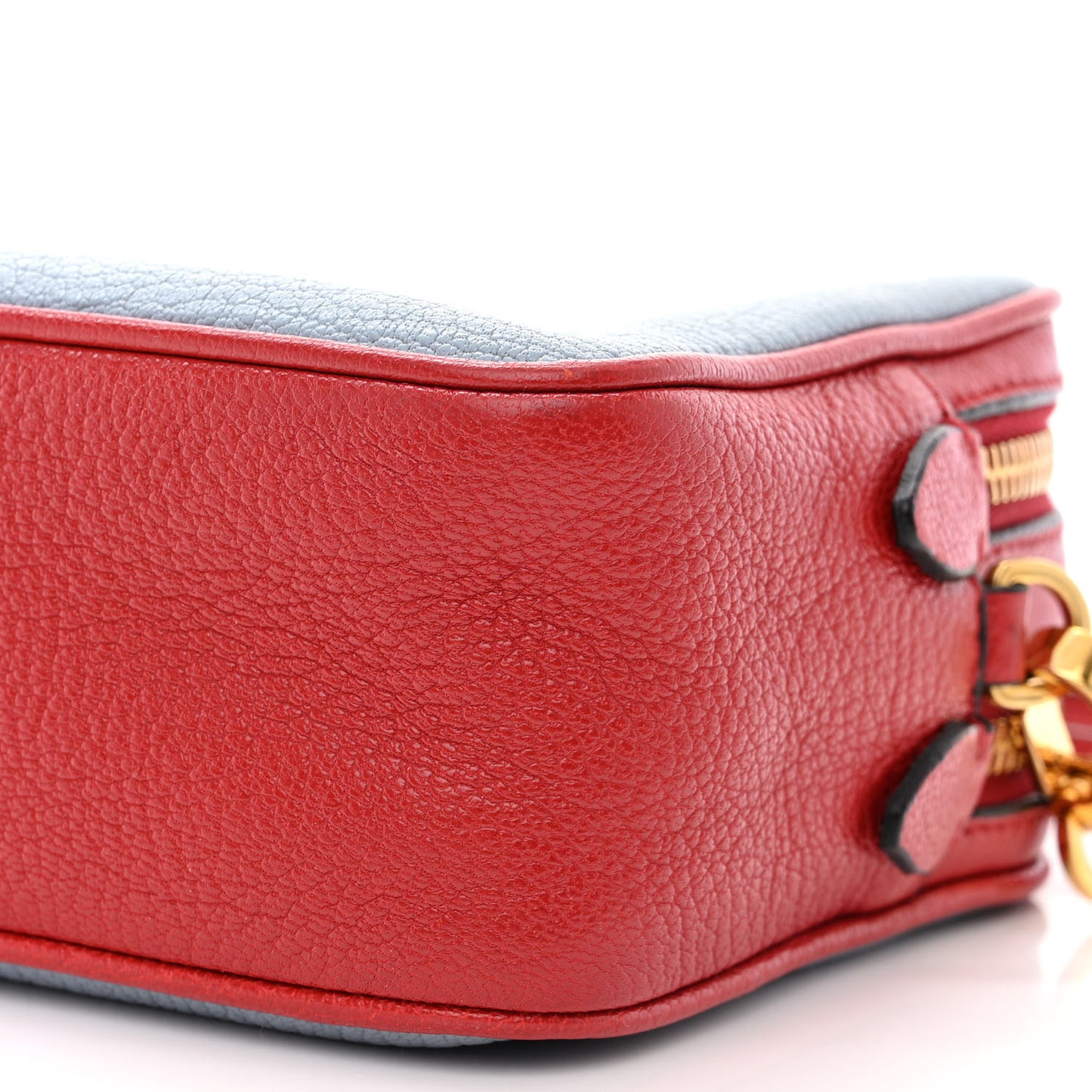 Goatskin Madras Double Zip Crossbody Bag Rosso Cielo