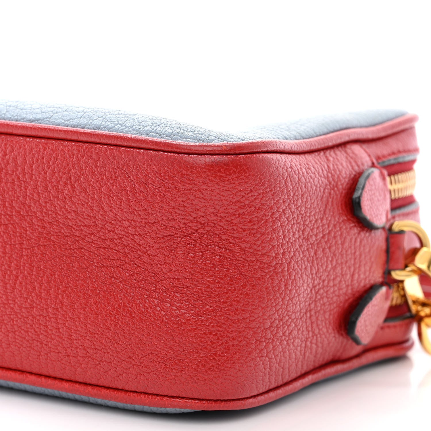 Miu Miu Goatskin Madras Double Zip Crossbody Bag Rosso Cielo 13 of 13