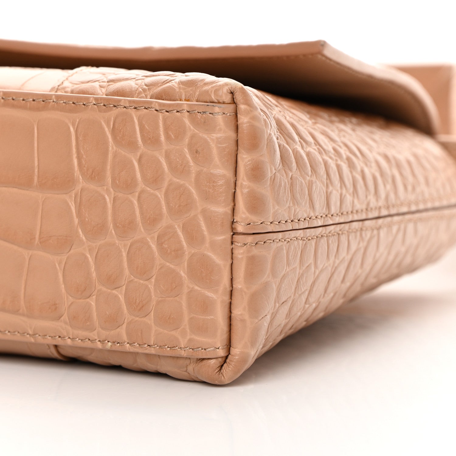 Balenciaga Extra Supple Calfskin Crocodile Embossed XS Downtown Shoulder Bag Nude Beige 11 of 17