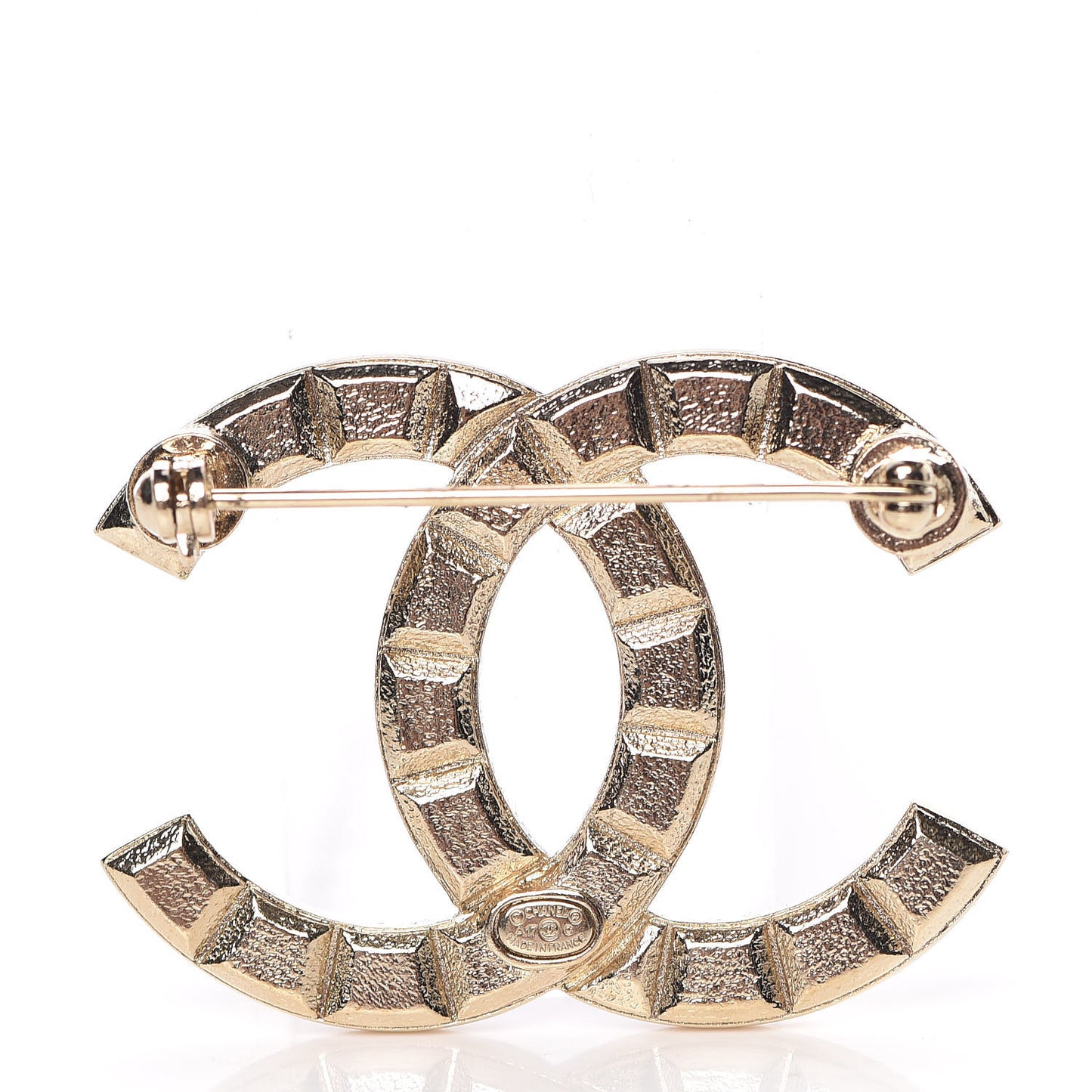 Studded CC Pin Brooch Gold