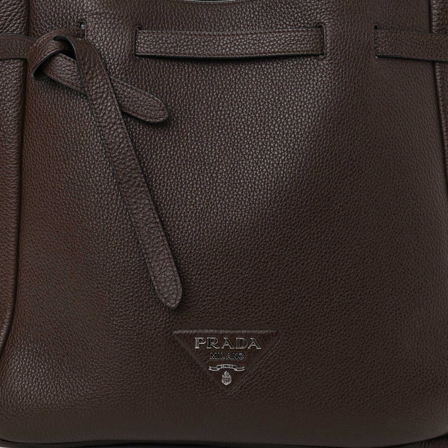 Vitello Daino Drawstring Bag Brown