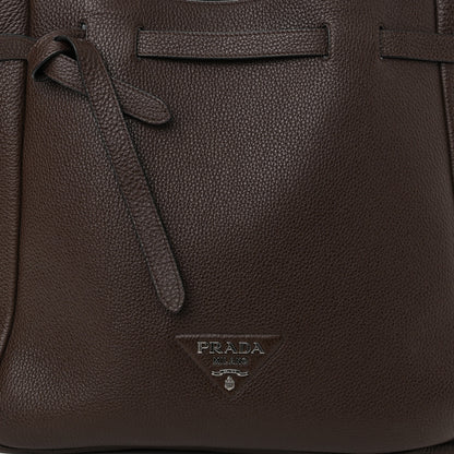 Prada Vitello Daino Drawstring Bag Brown 8 of 15