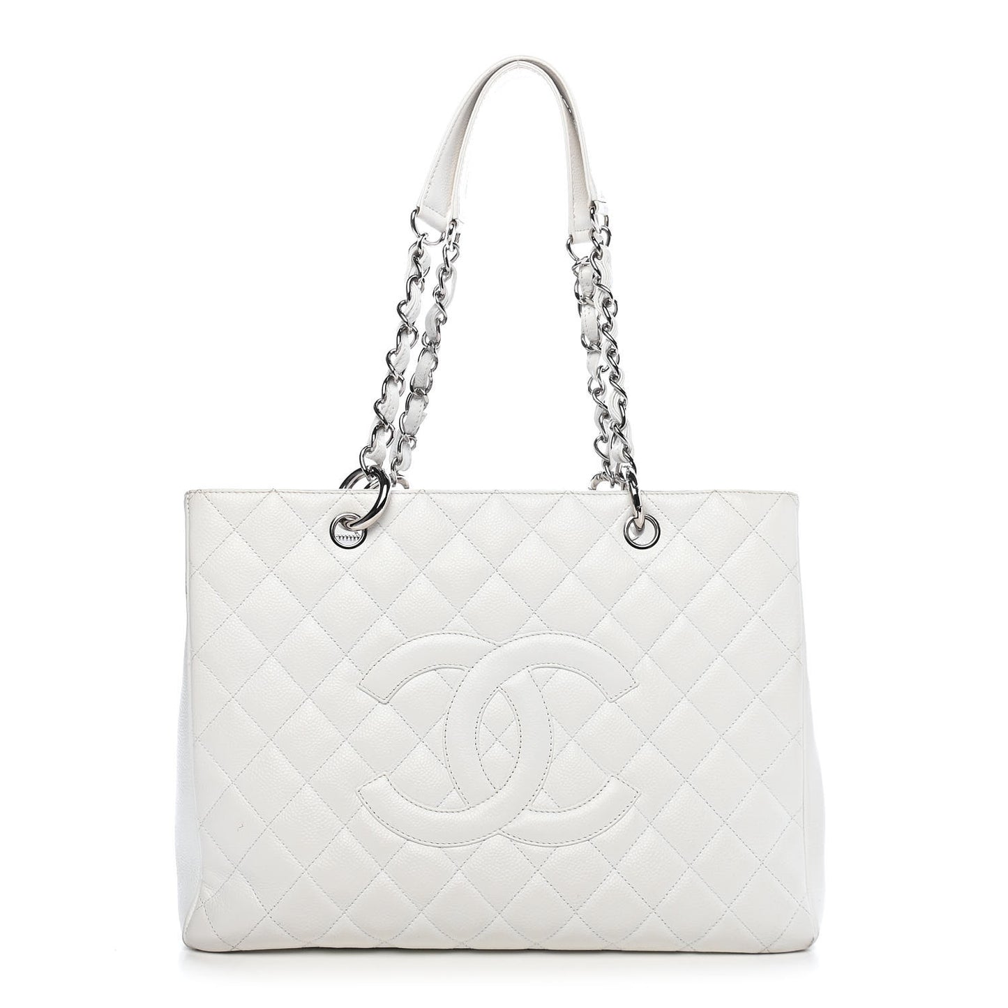 Caviar Quilted Grand Shopping Tote GST White