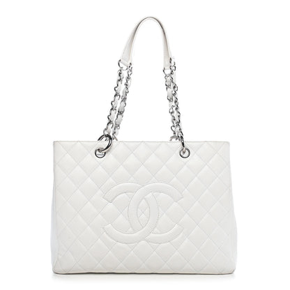 Chanel Caviar Quilted Grand Shopping Tote GST White 1 of 14