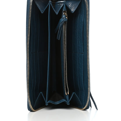 Balenciaga Chevre Gold Metallic Edge Hardware Zip Around Wallet Blue 5 of 7