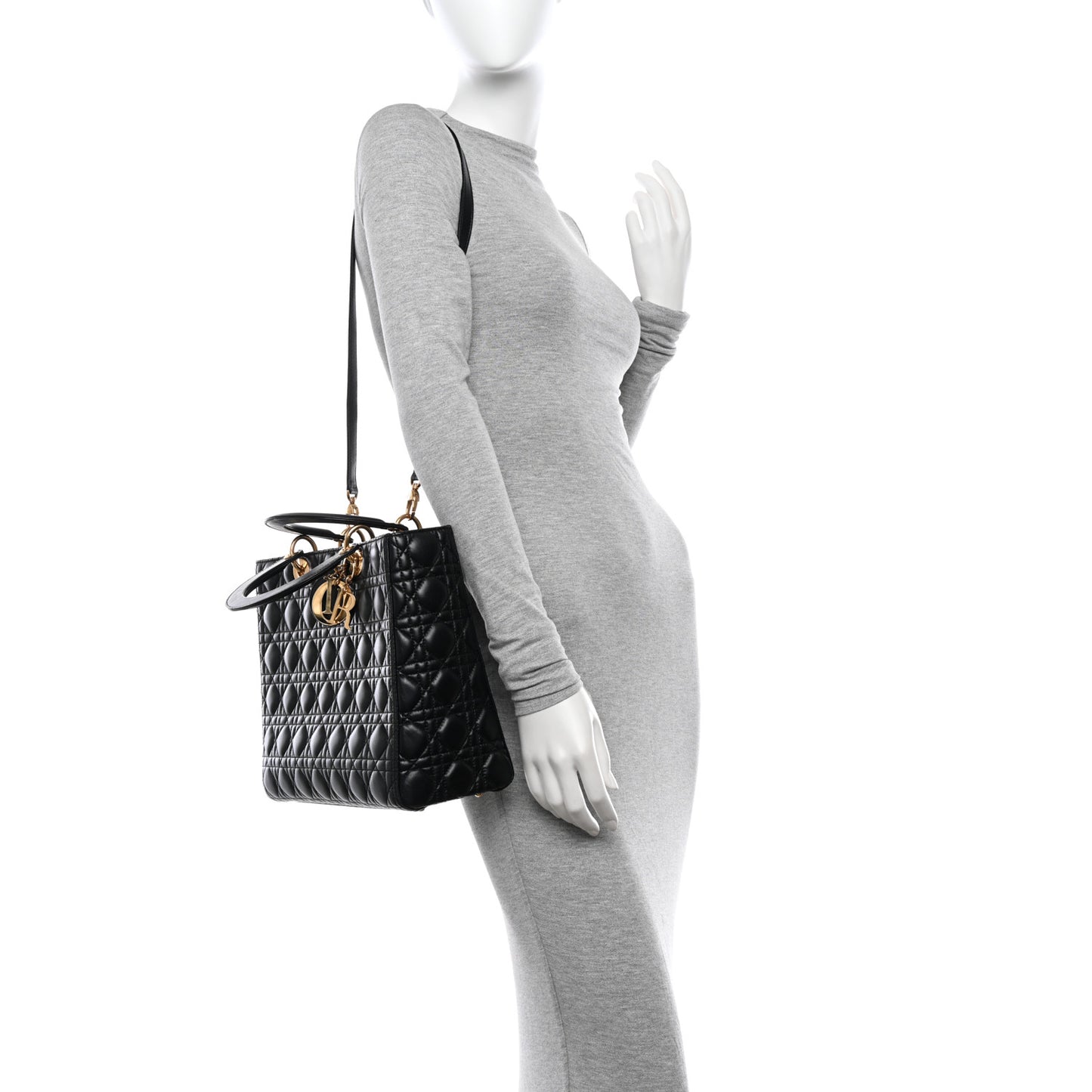 Lambskin Cannage Large Lady Dior Black