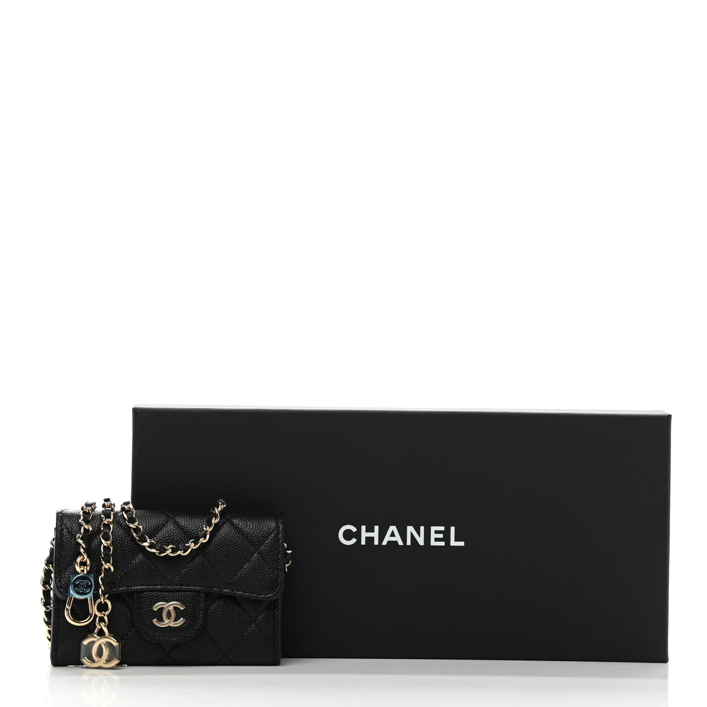 Caviar Quilted Flap Classic Belt Bag Black