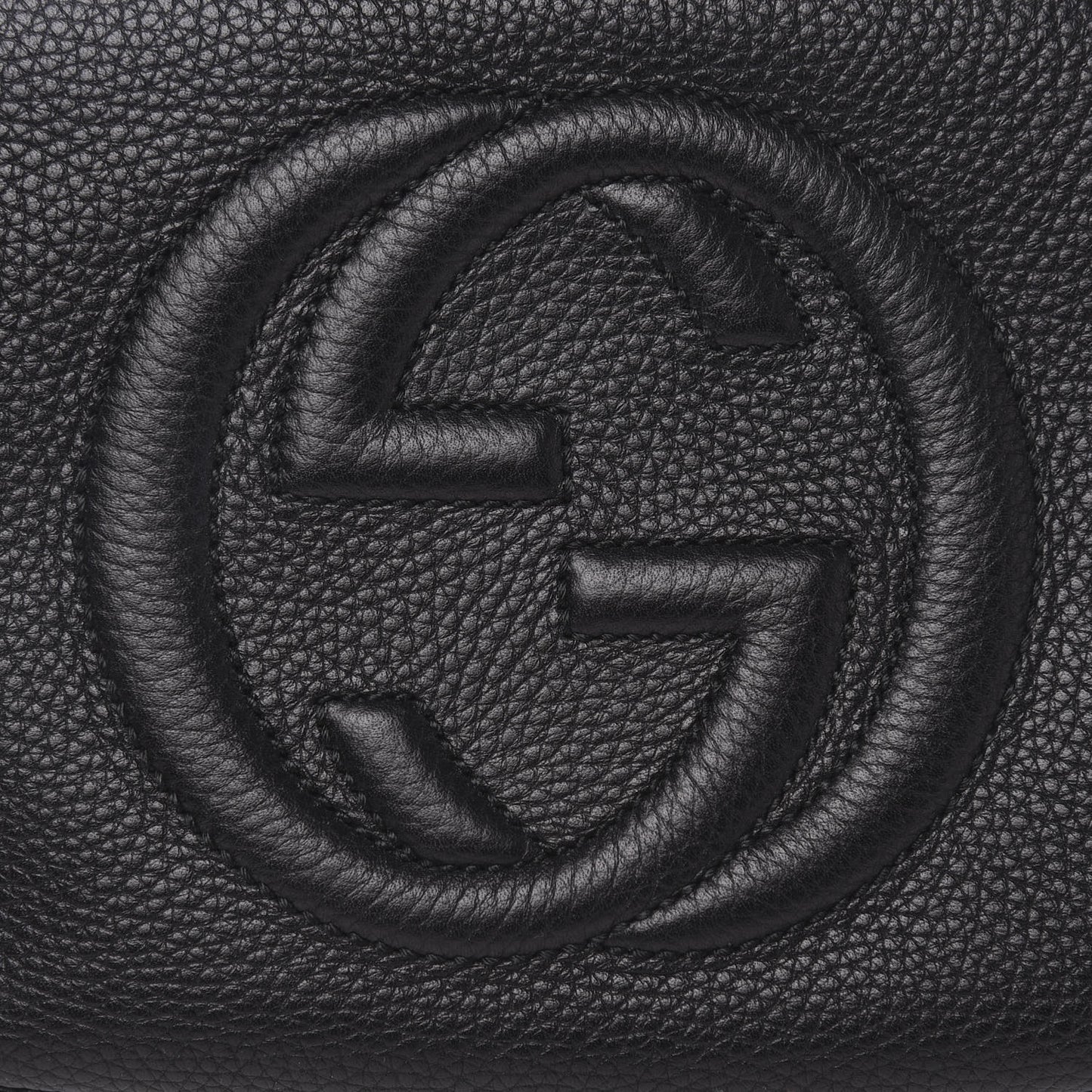 Pebbled Calfskin Small Soho Disco Bag Black