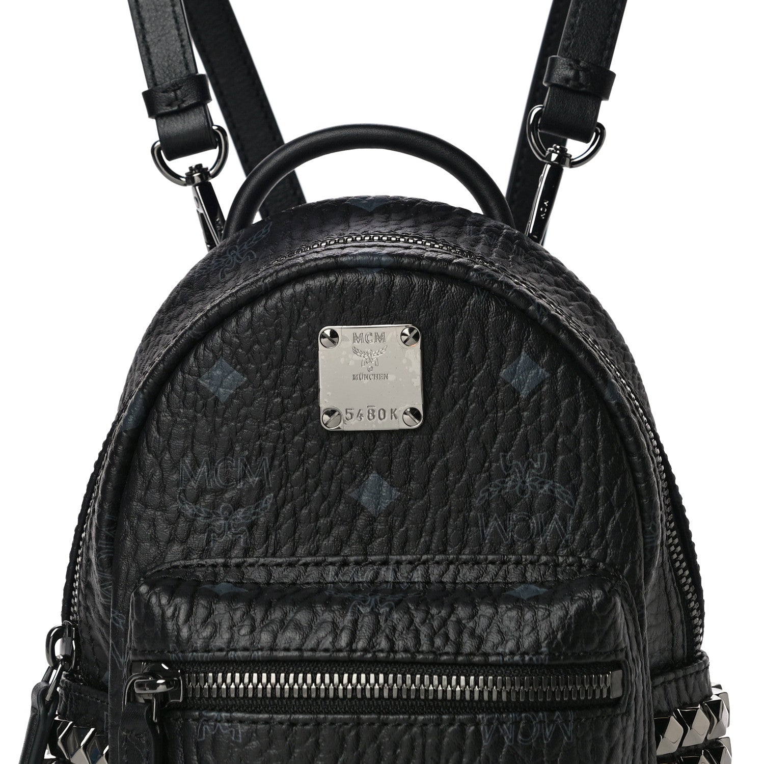 MCM Visetos Side Stud X-Mini Stark Bebe Boo Backpack Black 8 of 10