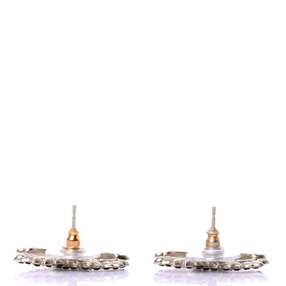 Chanel Strass Crystal Dazzling Wheat CC Earrings Black Gold 3 of 4