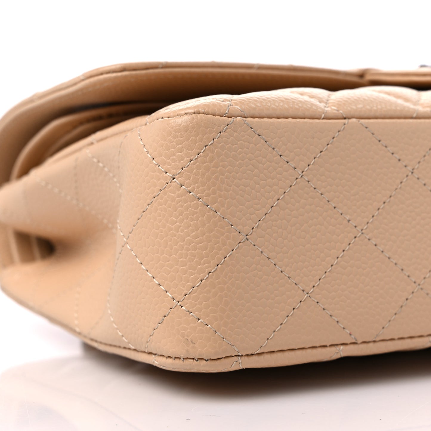 Caviar Quilted Medium Double Flap Beige