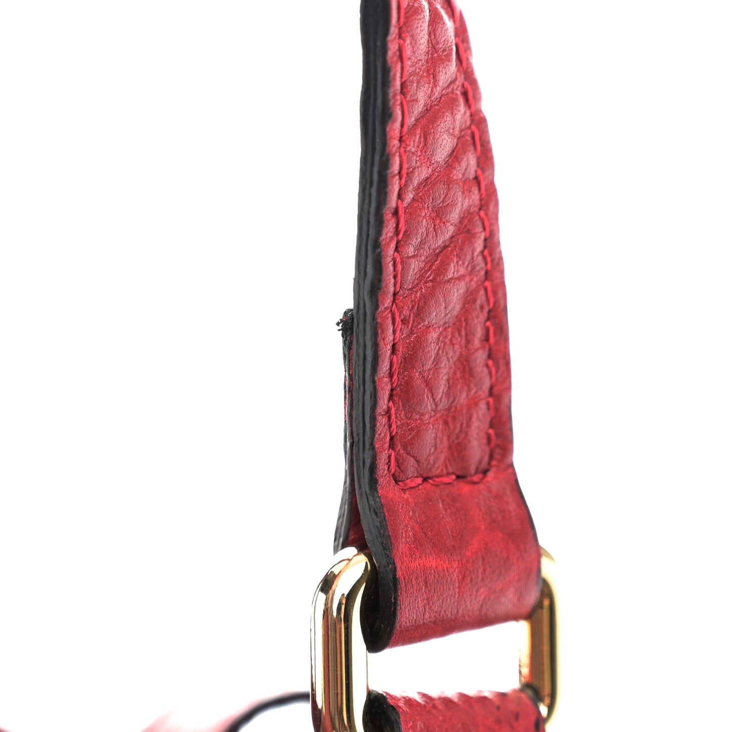 Signature Grain Calfskin Check Embossed Small Canterbury Tote Red