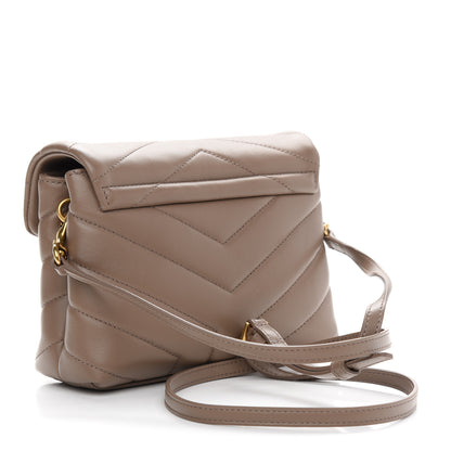 Saint Laurent Calfskin Y Quilted Monogram Toy Loulou Crossbody Bag Taupe 3 of 8
