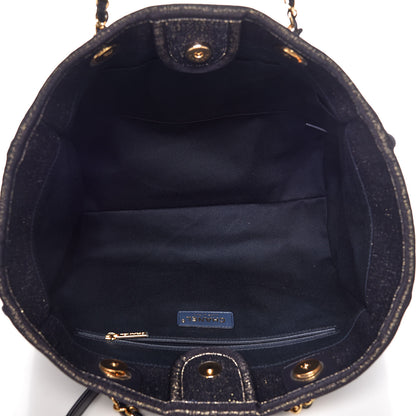 Chanel Lurex Canvas Small Deauville Tote Navy Blue Gold 7 of 10