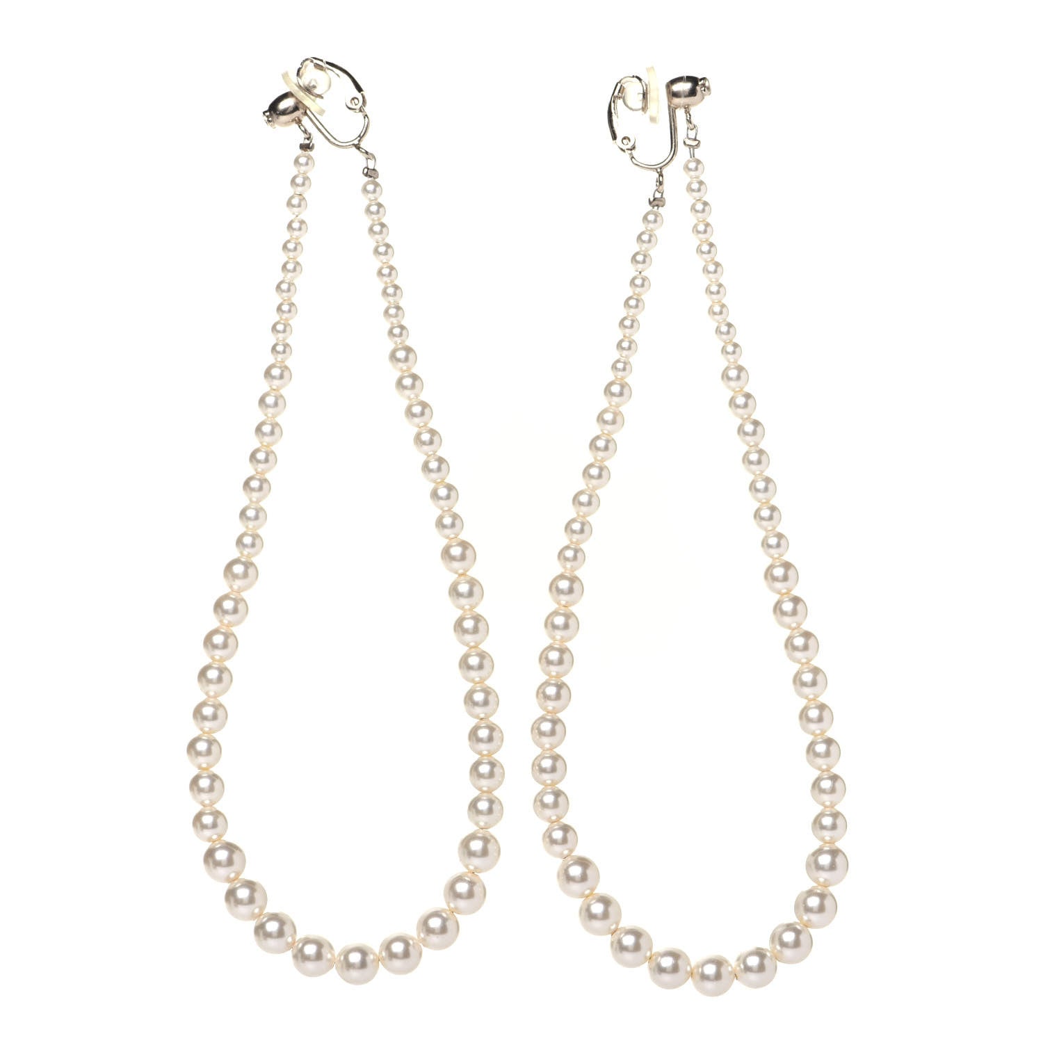 Chanel Pearl CC Drop Clip On Earrings Gold 1 of 7