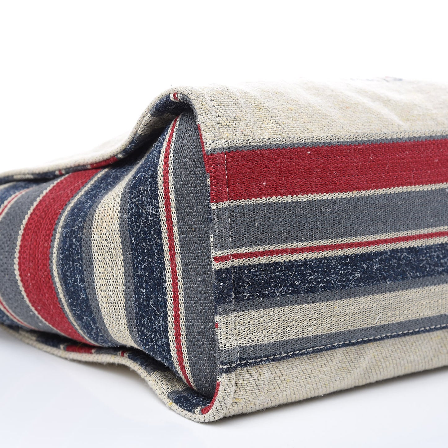 Striped Canvas Medium Deauville Tote Beige