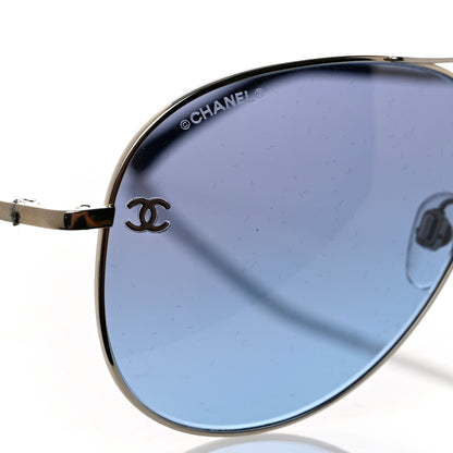 Chanel Metal Pilot Aviator CC Sunglasses 4189-T-Q Silver 5 of 8