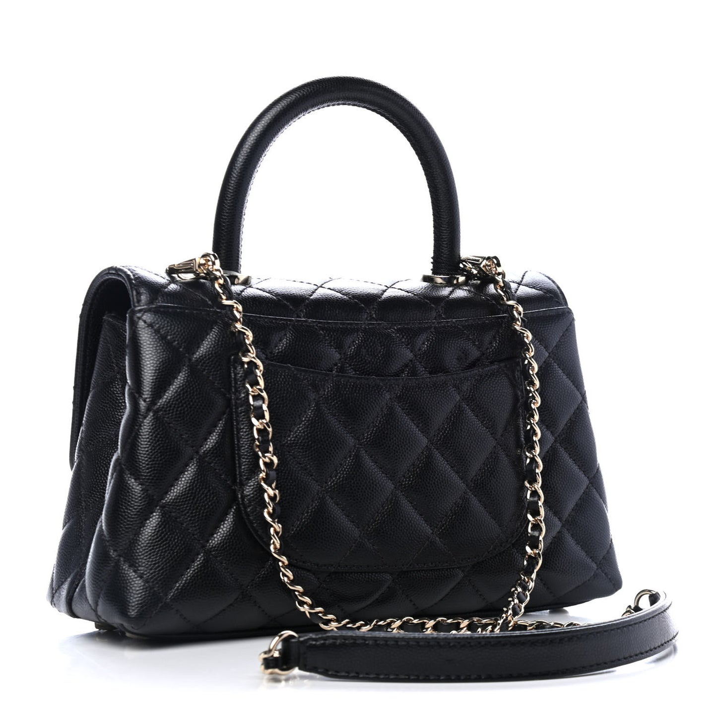 Caviar Quilted Mini Coco Handle Flap Black
