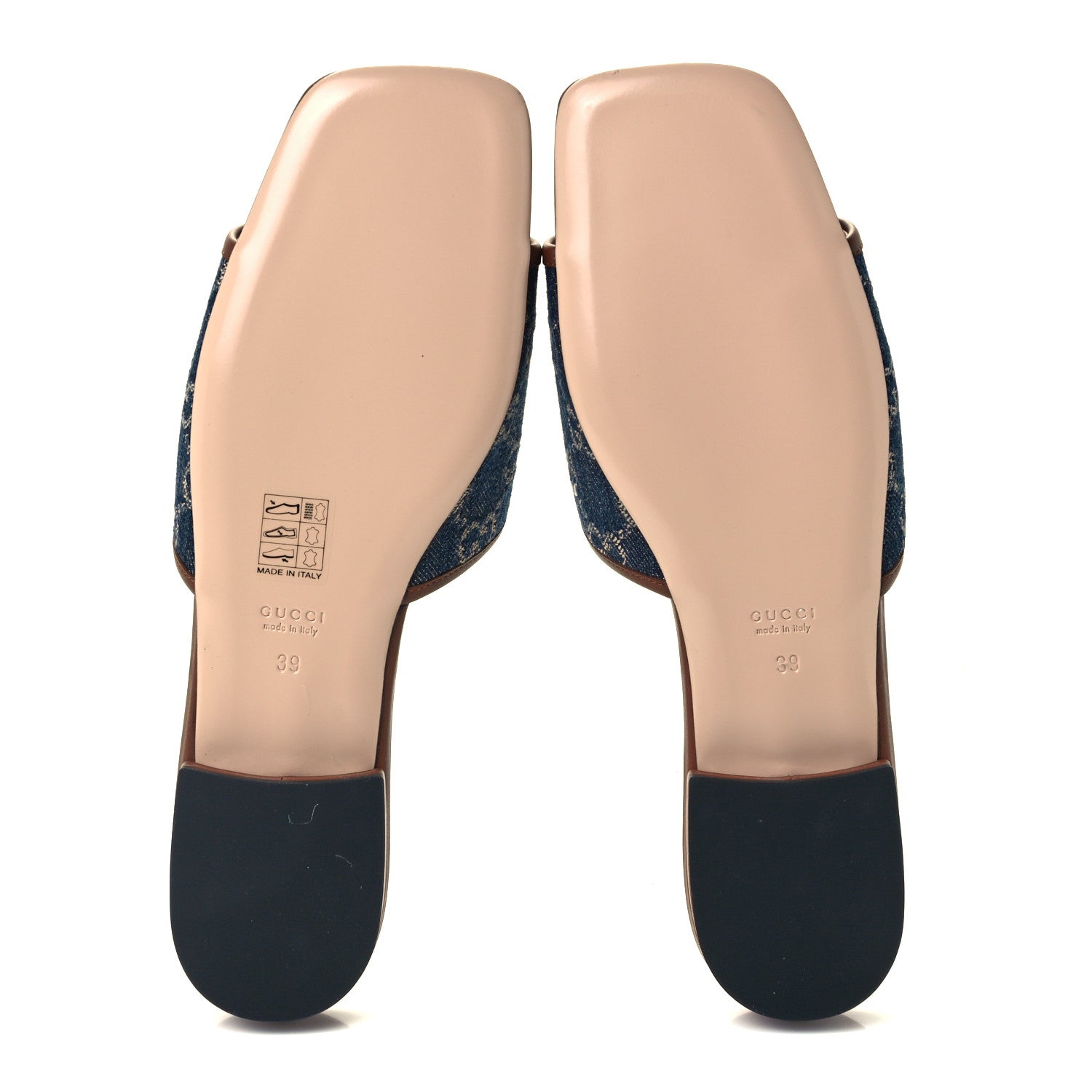 Gucci New Denim GG Monogram Miro Soft Calfskin Jolie Slide Sandals 39 Blue Tea Cuir Epilog 7 of 12