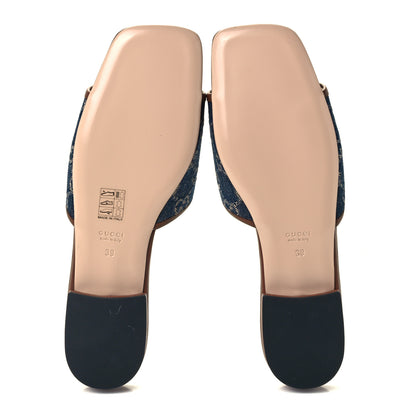 Gucci New Denim GG Monogram Miro Soft Calfskin Jolie Slide Sandals 39 Blue Tea Cuir Epilog 7 of 12