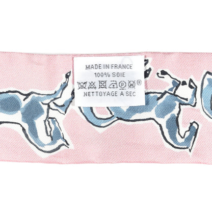 Hermes Silk Chevaux En Liberte Twilly Vieux Rose Bleu 5 of 6