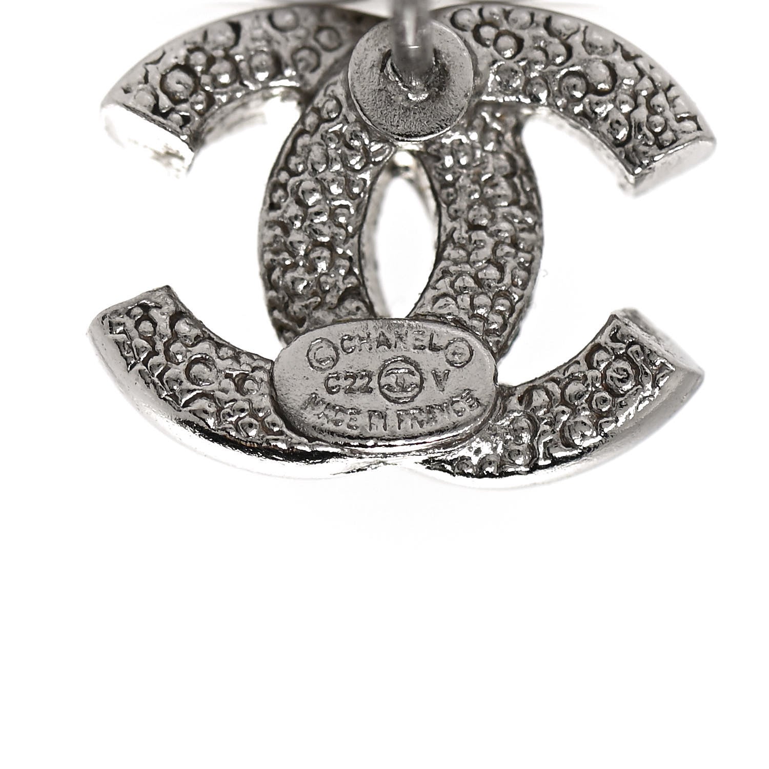 Chanel Crystal Timeless CC Earrings Silver 4 of 7