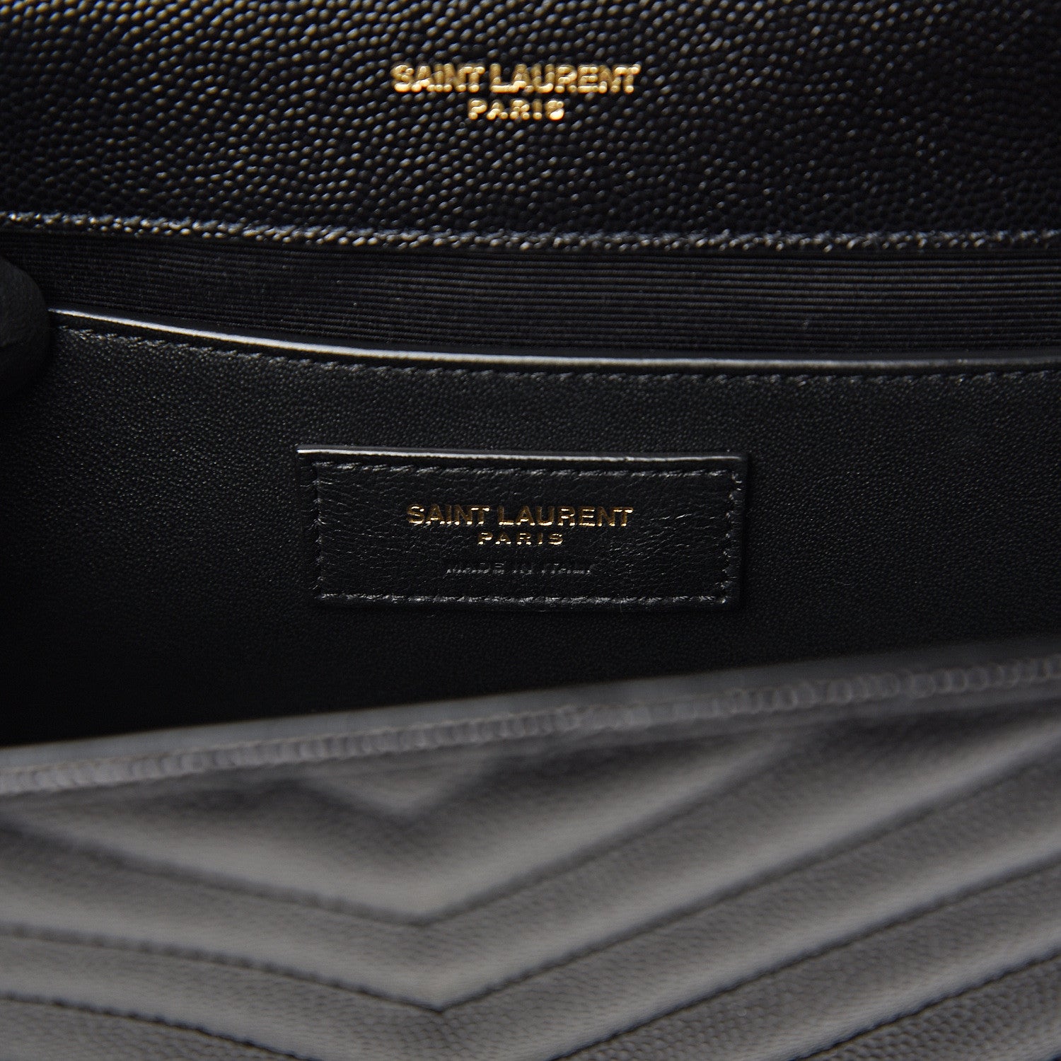 Saint Laurent Grain De Poudre Matelasse Chevron Medium Monogram Satchel Black 6 of 11